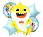 My Party Suppliers Shark Family and Baby Shark Theme Decorative Foil Balloons (5 pcs)