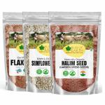 Bliss of Earth Raw Flax &Sunflower &Halim Seeds Organic Eating and Weight For Loss 200gm (Pack of 3)