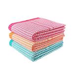 Mk weaves Cotton Bath Towels/Gamcha Pack of 3, (30 X 60 Inch, X-Large, Red, Green, Orange )