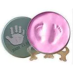 Babies Bloom Flowers Metal White Clay Round Tin Handprint and Footprint Imprint Casting Kit 20x16 cm)