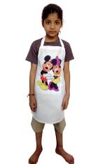White Two Couple Cartoon Printed Kids Apron