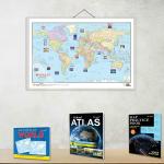 GOWOO WORLD POLITICAL - MAP PRACTICE BOOK, BOOK OF OUTLINE MAPS WORLD, World Political Map and SCHOOL ATLAS (ENGLISH) - MAPLITHO | Pack of 2 Book + 1 Chart + 1 Atlas Book
