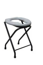 Kds Surgical Elderly Disabled Man And Pregnant Woman Iron Shower And Bathing Room Mobile Commode Chair With Toilet Seat Comfortable Safe Toilet Stool Anti-Skid Without A Bucket - Grey