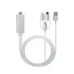 Microware 3 in 1 HDMI Adapter Cable for iOS/Android/Phone/Samsung S8/9/Note 8/9, White