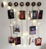 Vah Multicolor Round Family Hanging Photo Display Collage With Wood Clips Led Light