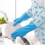 Whinsy Inner Cotton Lining, Elbow Length, Pvc Kitchen Dish Washing Cleaning Gloves For Winters 2 Piece
