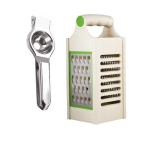 URBAN BUY Stainless Steel Lemon Squeezers With Plastic 4 in 1 Grater and Multicolour, (Pack of 2)
