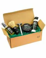 Pink Woolf Close Shaving Starter Kit COMBO for Men | Pre-Shave Oil, Boar Shaving Brush, Shaving Soap, Safety Razor, and After Shave Lotion | All Types of Skin | OCEANIC BLUE | Pack of 5