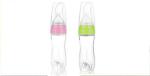 Teeny Weeny Baby Feeding Bottle with Silicone Rice/Food Feeding Spoon & Hygenic Bottle Cap Cover - 120 ml (Pink+Green)