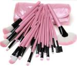 Crazy Girl Pink Professional Makeup Brush With Leather Pouch (Pack Of 24)