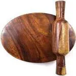 Biyanka Handcrafted Wooden 9 inch Chakla Belan Set for Kitchen (9 Inches)