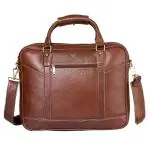 KRUGER - BRENT Spectre Genuine Leather Men Women Cognac Messenger Laptop Bag | Fits Up to 17-inch Laptop/Macbook | Shoulder Bag with Trolley Strap | Executive Bags for Work & Travel