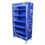 Little Ones Aquatic Blue Shelves Baby Foldable Wardrobe With 6 Shelves