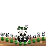Festiko Cute Cartoon Panda Birthday Decoration Supplies (11 Pcs), Children Party Decoration, Girl Birthday Decoration Full Birthday Set Cake Topper, Cup Cake Topper For Birthday Decoration