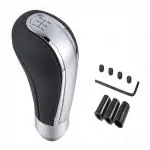 Huuso Car Gear Shift Knob Sleek Silver Leather 5 Speed Manual Transmission Compatible With Ford Ecosport (Type-I) 2013-2019