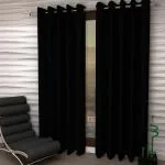 Roomesssentials 274 cm (9 ft) Polyester Blackout Window Curtain (Pack Of 2)  (Plain, Black)