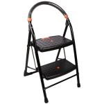 BRANCO 2 Step Ladder for Home use Heavy Duty Alloy Steel Foldable Step Ladder with Anti Skid Shoes and Extra Strong Wide Steps GEC-L2M (Black)