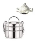 Urban buy Aluminium Gujiya Mould with 2 Pcs Steel Lunch Box and Multicolour, Pack of 2