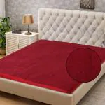 PUMPUM Maroon Queen Size Water Proof Terry Cotton Fabric Fitted Mattress Protector 78 inch x 60 inch