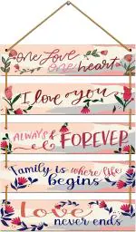 Indianara Set of 5 Love Quotes Wall Hanging Plaques (4647WH) (30 inch X 11 inch, Multicolor)