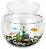 Vayinato Plastic 7Inch Aquarium Rust Resistant Fish Bowl With Free Decoration Plants