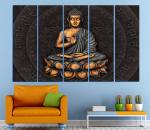 KYARA ARTS Multiple Frames Beautiful buddha Wall Painting for Living Room Home decor, Bedroom, Office, Hotels, Drawing Room Wooden Framed Digital Painting (50inch x 30inch)96