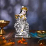 Ghar Saaz Polyresin Krishna God Idol For Mandir, Home Décor Showpiece And Gifting 4 Inch