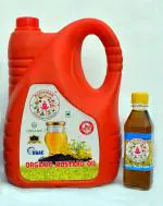 Annratnam 100% Pure Organic Radiance: Kachi Ghani Mustard Seed Oil Collection 5 liter +free 250 ml small pack