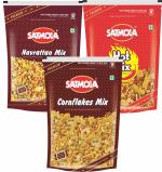 SATMOLA NAMKEEN COMBO : NAVRATTAN MIX 450g + HOT SPICY MIXTURE 400g + CORNFLAKES 300g