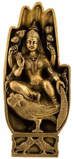 Kalakrithi Classic Metal Lakshmi Idol Carved Inside Hand Sitting on owl 25.4 X 11.43 cm