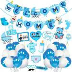 Zyozique Baby Boy Welcome Home Decoration Kit Banner with Photo Booth Props and Balloons for Baby Shower / Welcome Party / Birthday Party Supplies(Pack of 41)