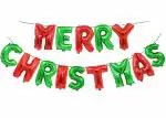 AMFIN (Pack of 5) Merry Christmas Design Foil Balloon with Merry Christmas Round and Red Star Foil Balloon, Merry Christmas Foil Balloon, Christmas Party Supplie, Christmas Decoration, Xmas Party - Multi
