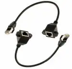 fdealz 0.3 Meter / 30 cm RJ45 LAN Network Adapter Male to Female Shielded Connector (2 Pcs)