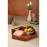 ARIYA HOME Wood Serving Platter | Snacks Serving Platter for Kitchen | Hexagon Serving Platter(16x16) | AW-153