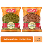 Ahaar Green Moong Dal, Kala Chana Combo (2Kg, 1Kg X 2 Pack)