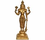 Idol Collections Gold Brass Four Armed Standing Vishnu Statue, Multicolor Metal Buddha 3T Light Decor Decorative Showpiece Table Top Home Living Room Best Gifting Item, 21 Inch