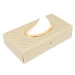 MOCKHE Faux Leather Car Tissue Box Holder, Tissue Paper Holder for Car with 100 Tissue Paper - Cross Texture -Beige