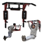 Hashtag fitness dips station r for home gym workout strength training equipment & hanging bar-Red