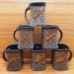 Millions joy Pack of 6 Ceramic Tea/Coffee/ Chai Cups Square shape Latest Design 120ml (Brown) (Brown, Multicolor, Cup Set)