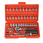 FOVTY 46 in 1 Pcs Tool Kit & Screwdriver set and Precision Socket Set Wrench Set Multi Purpose Combination Tool Case, Multicolour