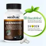Instafuel Brain Health Supplement for Memory & Focus with Brahmi Bacopa Monnieri, Shankhpushpi, Ginkgo Biloba & Ashwagandha, 60 Brain Booster Capsules