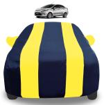 Auto Hub Car Cover Compatible with Ford Fiesta with Mirror Pockets, Triple Stitched, Water Resistant Car Body Cover, Navy, Yellow