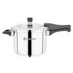 Bergner Pura Stainless Steel Pressure Cooker with Outer Lid, 5 Liters, Triply Bottom, Induction Base, 5 Year Warranty, Silver