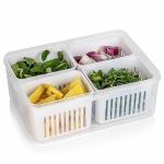 RUBBY Fridge Storage Boxes (Pack of 1), Fridge Organisers with Removable Drain Plate Fridge Storage Containers Keeps Fruits Vegetables Pantry Items Stackable Space-Saving Storage Box Set