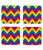 Whats Your Kick Vector Pattern Abstract Rainbow Pattern Design Printed Set of 4 Coaster With Metal Stand