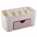 SEVOU Cosmetic Storage Box - Makeup Storage Box Organizer with Makeup Stand and Drawers for Dressing Table, Bedroom, Home, Desktop Tidy Organiser Holder, Plastic Cosmetic Box for Women (Pack of 02)