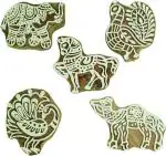 Reniq _0451 Animals Wooden Printing Blocks Printing Blocks (Pack Of 5)