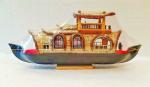 PULICKATTIL Multicolor Wooden Kerala Houseboat Model, 36.8 x 10.2 cm