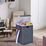 QUAIL Rectangle Laundry Basket with Star Printed | Storage Basket | Laundry Bag | Boxes for Organizing Tall Storage Basket Pack 1 (Green)