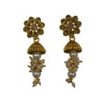 Priyansh Enterprise Handmade Gold Crystal Traditional Ad Earrings For Parties, Festivals For Women